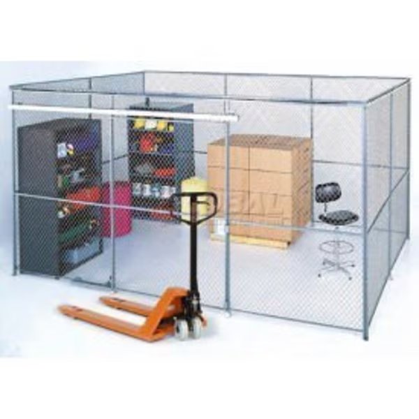 Wire Mesh Partition Security Room 20x10x10 with Roof - 2 Sides, Global Equipment, Mfr#: 102241